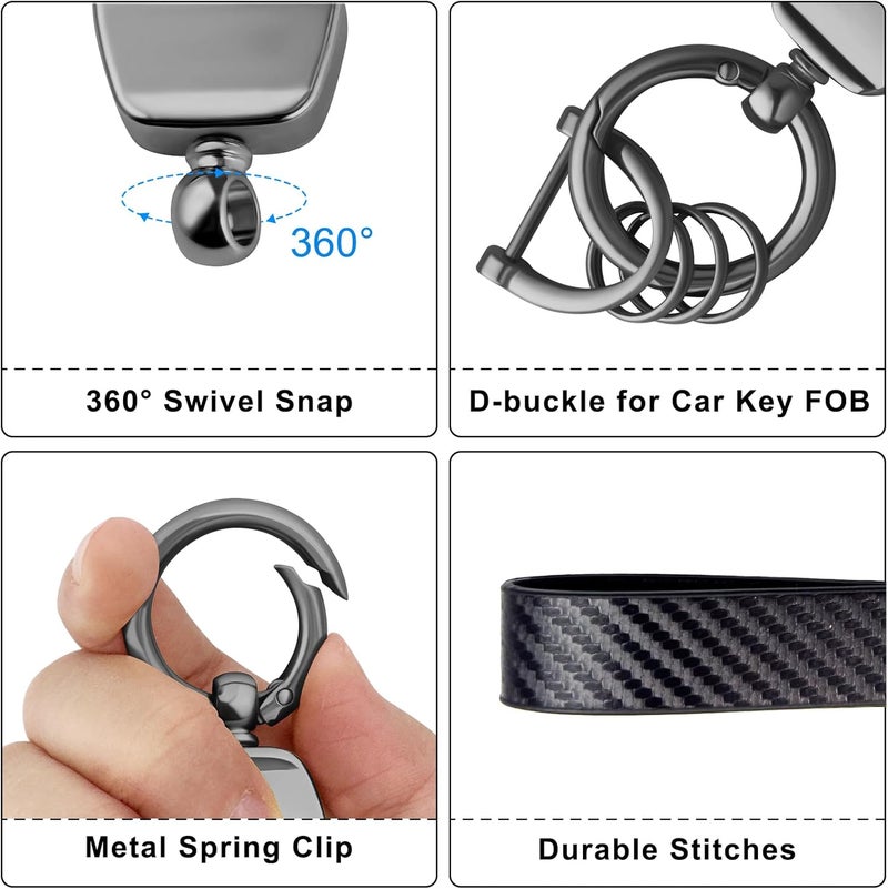 OHKYOOT Store Leather Car Keychain,Carabiner Clip Key Fob Keychain for Home Car Keys Women Men - Image 2